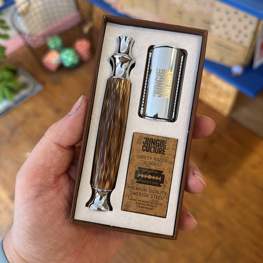 Bamboo Safety Razor - Dark Thick Handle