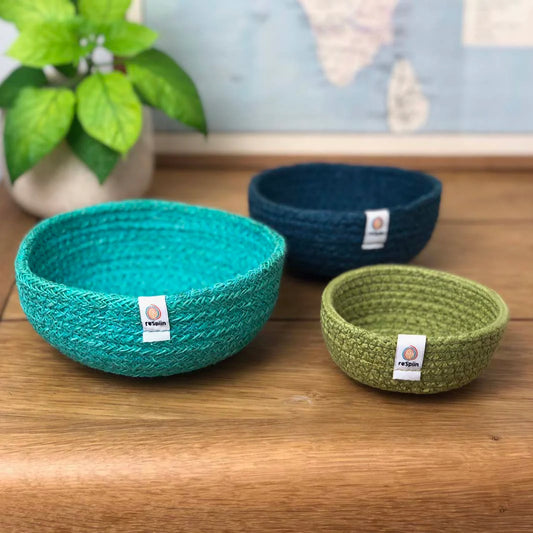 Small Jute Bowl Sets - Ocean