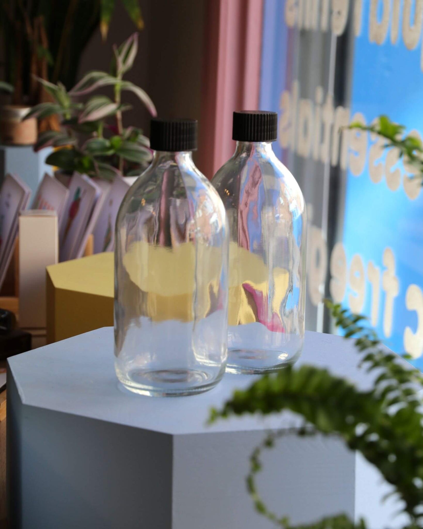 Clear Glass Screw-Cap Bottles