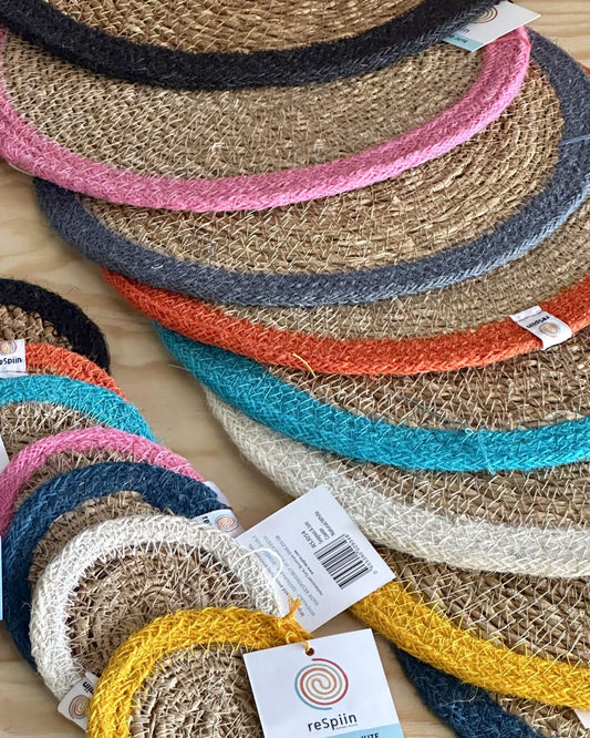 Jute + Seagrass Tablemats and Coasters - Denim/Natural