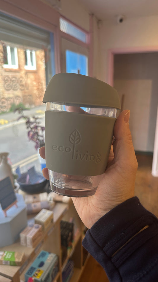 EcoLiving Grey Reusable Glass Coffee Cups