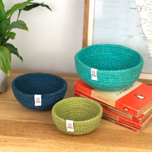 Small Jute Bowl Sets - Ocean